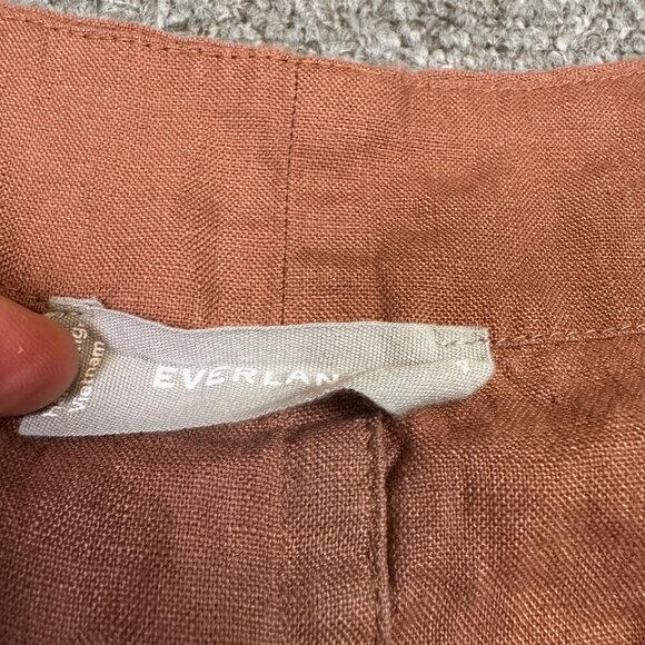 Everlane The Linen Cross-Front Jumpsuit No Belt Burnt Orange Rust Brown Size 4 - Picture 2 of 5